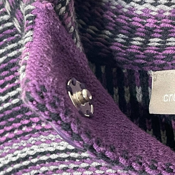 Croft & Barrow Snap Button Cardigan Sweater Knit Purple Striped Women's Large‎ - Picture 8 of 9